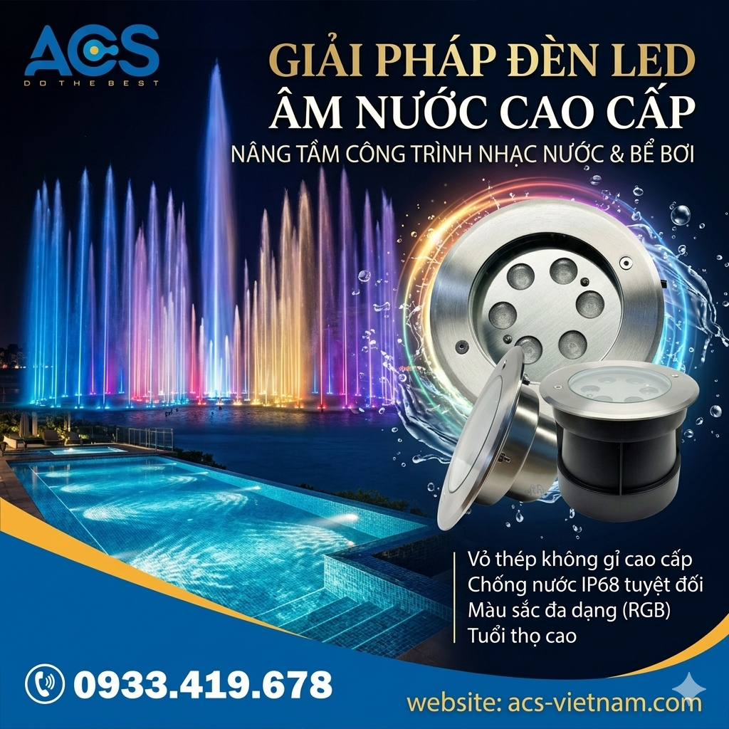 Lắp đặt đèn LED âm nước cho bể bơi Những yếu tố ảnh hưởng đến độ bền và hiệu suất chiếu sáng