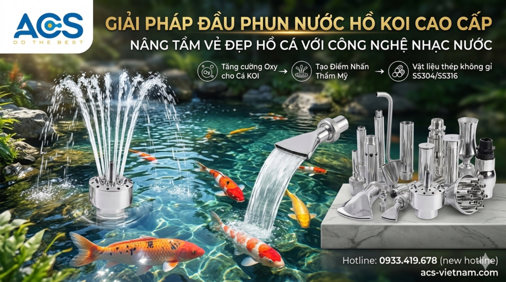 Hồ cá KOI nên lắp đặt vòi phun nước nào cho ấn tượng Giải pháp thiết bị vòi phun nước cho hồ KOI