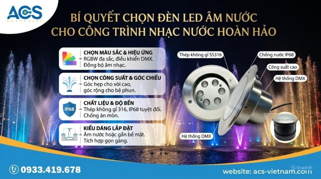 Lắp đặt đèn LED âm nước cho bể bơi Cách lựa chọn đèn LED âm nước phù hợp với từng thiết kế