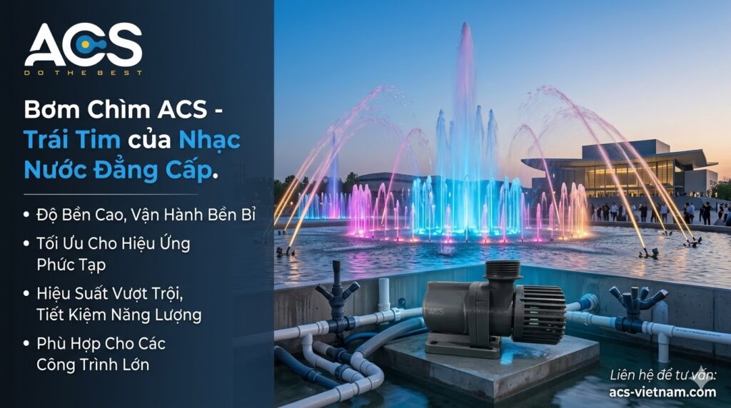 Ứng dụng máy bơm chìm vào trong hệ thống nhạc nước